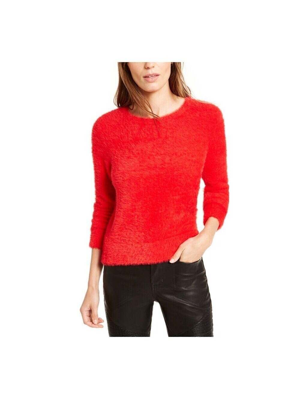 NEW Bar III Cherry On Top Red Eyelash-Finish Sweater Large